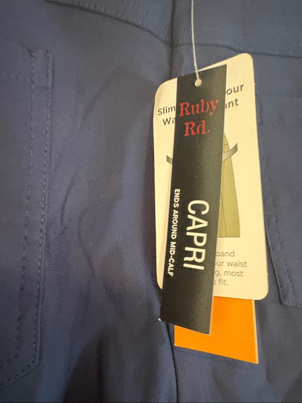Ruby Rd. Navy Pull-On Capri with Front Pockets - Picture 4 of 5